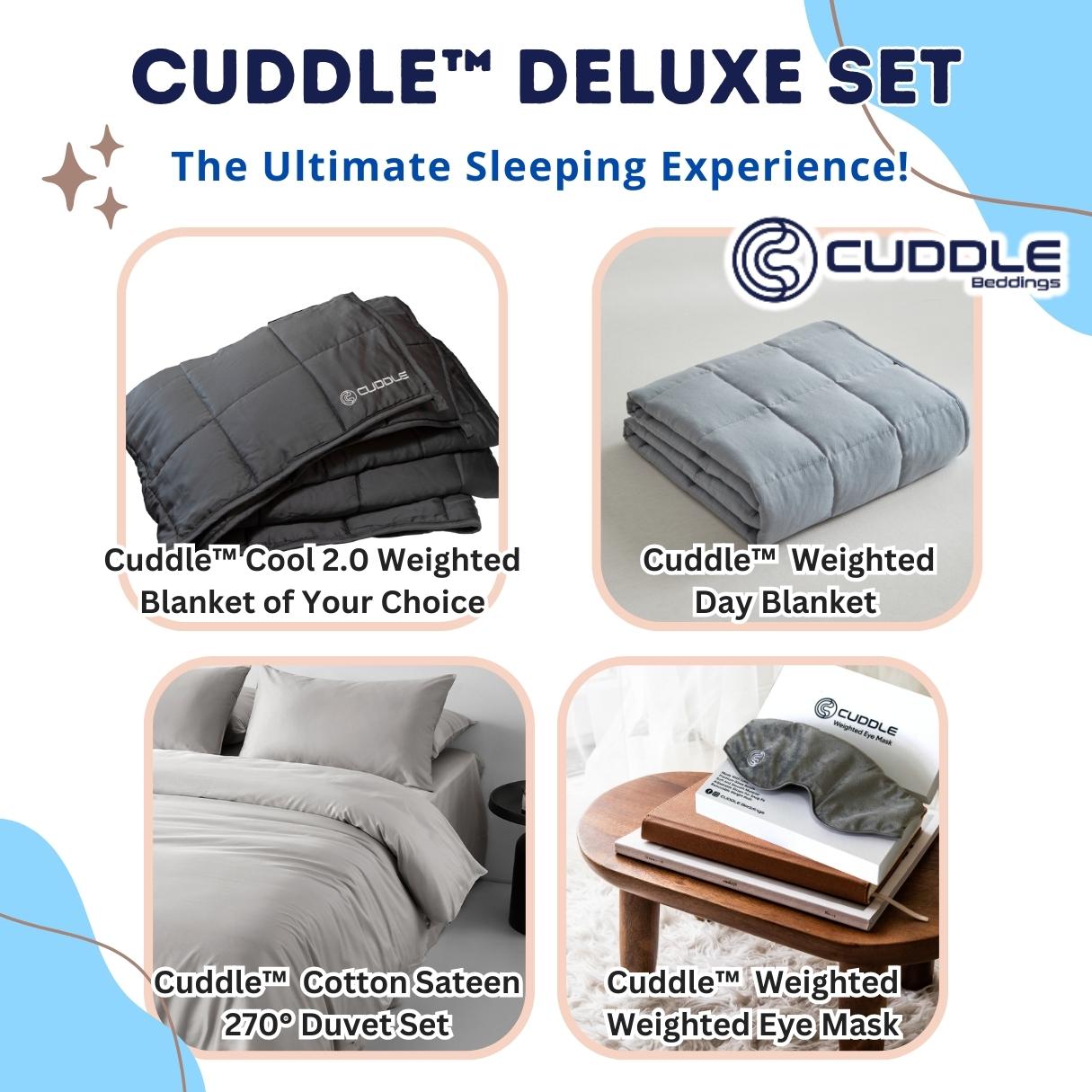 Deluxe Set - Cool 2.0 Bamboo Fiber Weighted Blanket & Duvet Cover Set & Weighted Lap Pad & Weighted Eye Mask