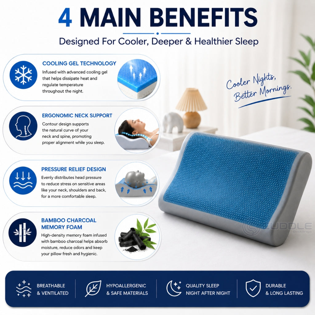 Bamboo Charcoal Cooling Gel Memory Foam Pillow