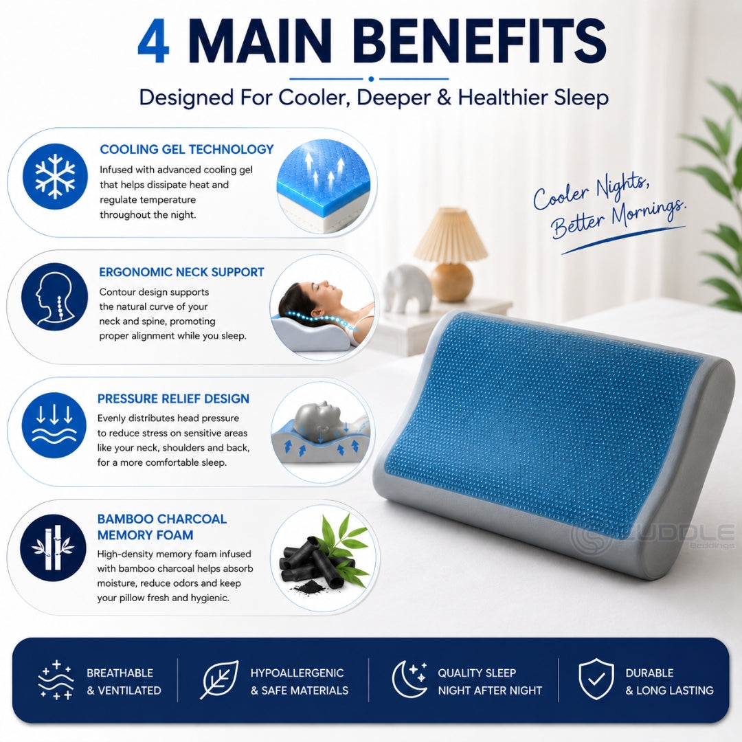 Bamboo Charcoal Cooling Gel Memory Foam Pillow