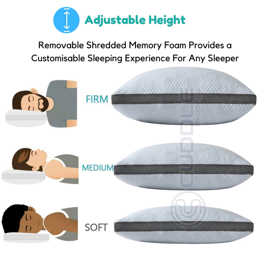 Cooling Shredded Memory Foam Pillow / Height Adjustable Pillow