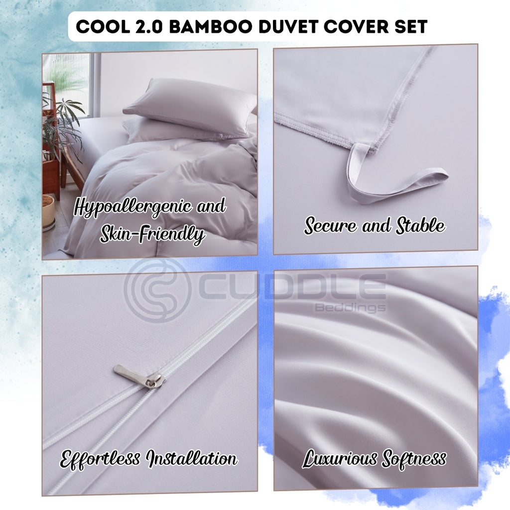 Deluxe Set - Cool 2.0 Bamboo Fiber Weighted Blanket & Duvet Cover Set & Weighted Lap Pad & Weighted Eye Mask