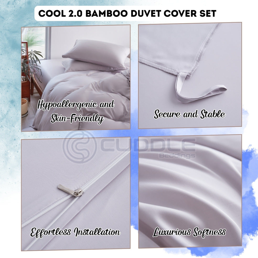 Deluxe Set - Cool 2.0 Bamboo Fiber Weighted Blanket & Duvet Cover Set & Weighted Lap Pad & Weighted Eye Mask