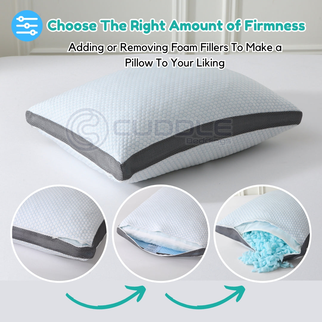 Cooling Shredded Memory Foam Pillow / Height Adjustable Pillow