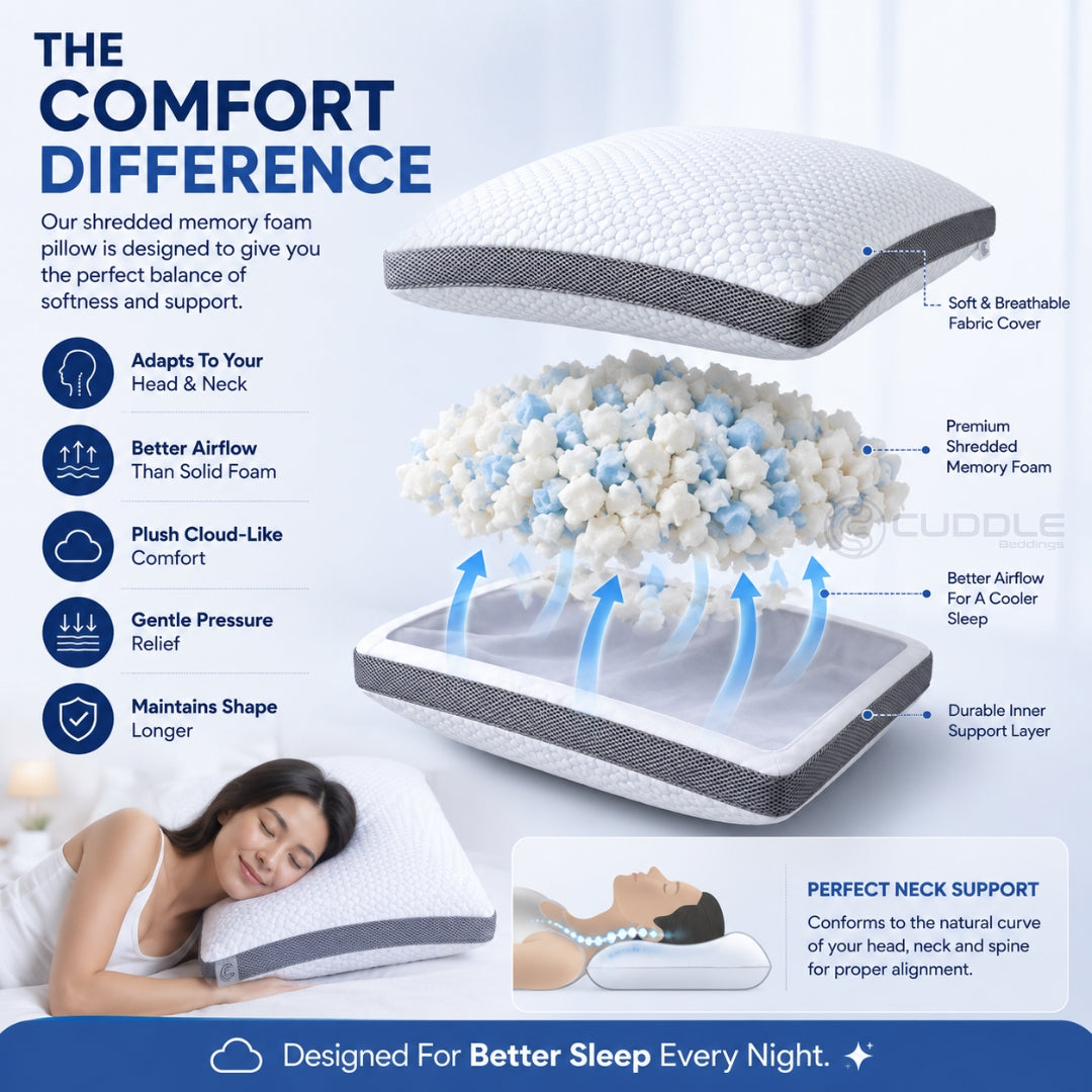 Cooling Shredded Memory Foam Pillow / Height Adjustable Pillow