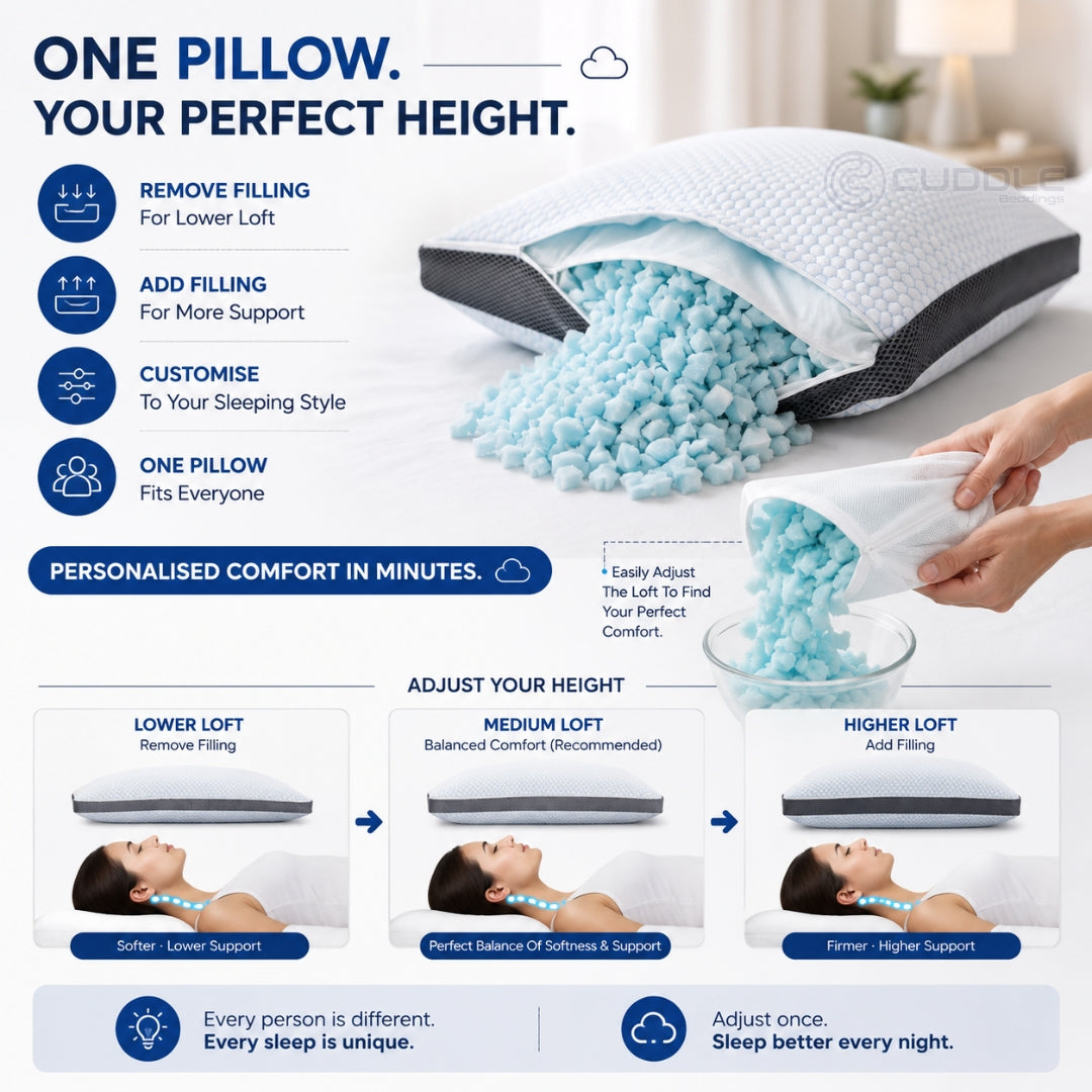 Cooling Shredded Memory Foam Pillow / Height Adjustable Pillow