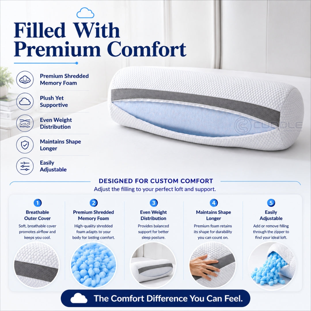 Cooling Shredded Memory Foam Bolster / Adjustable Firmness