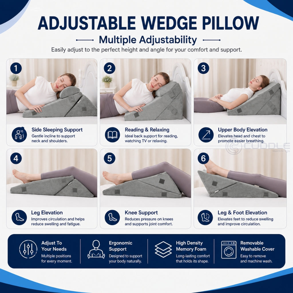 7-in-1 Adjustable Bed Wedge Pillow