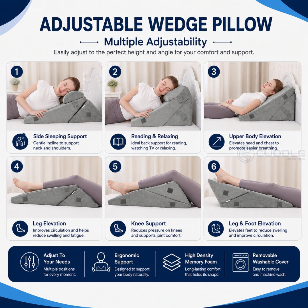 7-in-1 Adjustable Bed Wedge Pillow