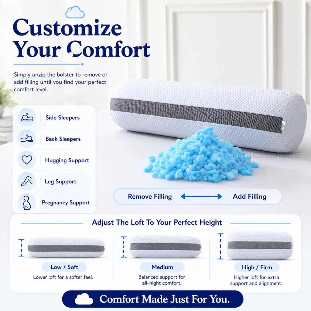 Cooling Shredded Memory Foam Bolster / Adjustable Firmness