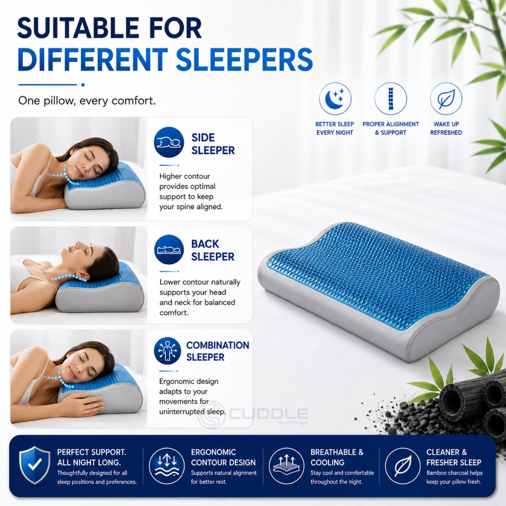 Bamboo Charcoal Cooling Gel Memory Foam Pillow