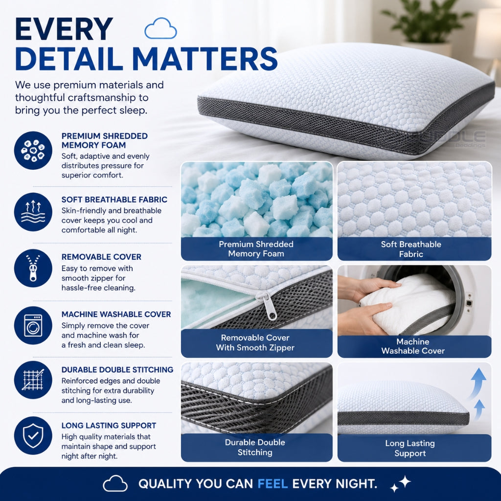 Cooling Shredded Memory Foam Pillow / Height Adjustable Pillow