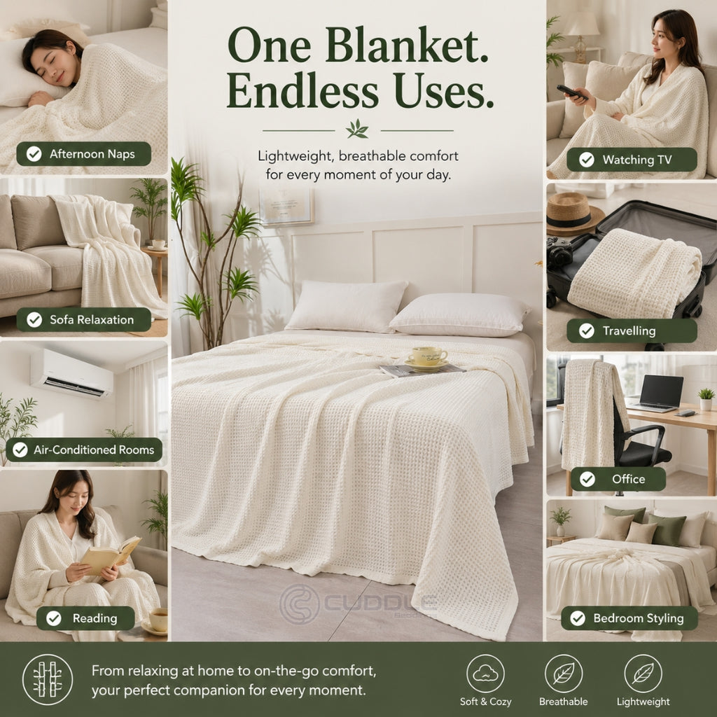 Bamboo Waffle Cooling Throw Blanket