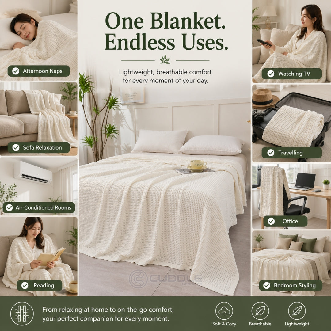 Bamboo Waffle Cooling Throw Blanket