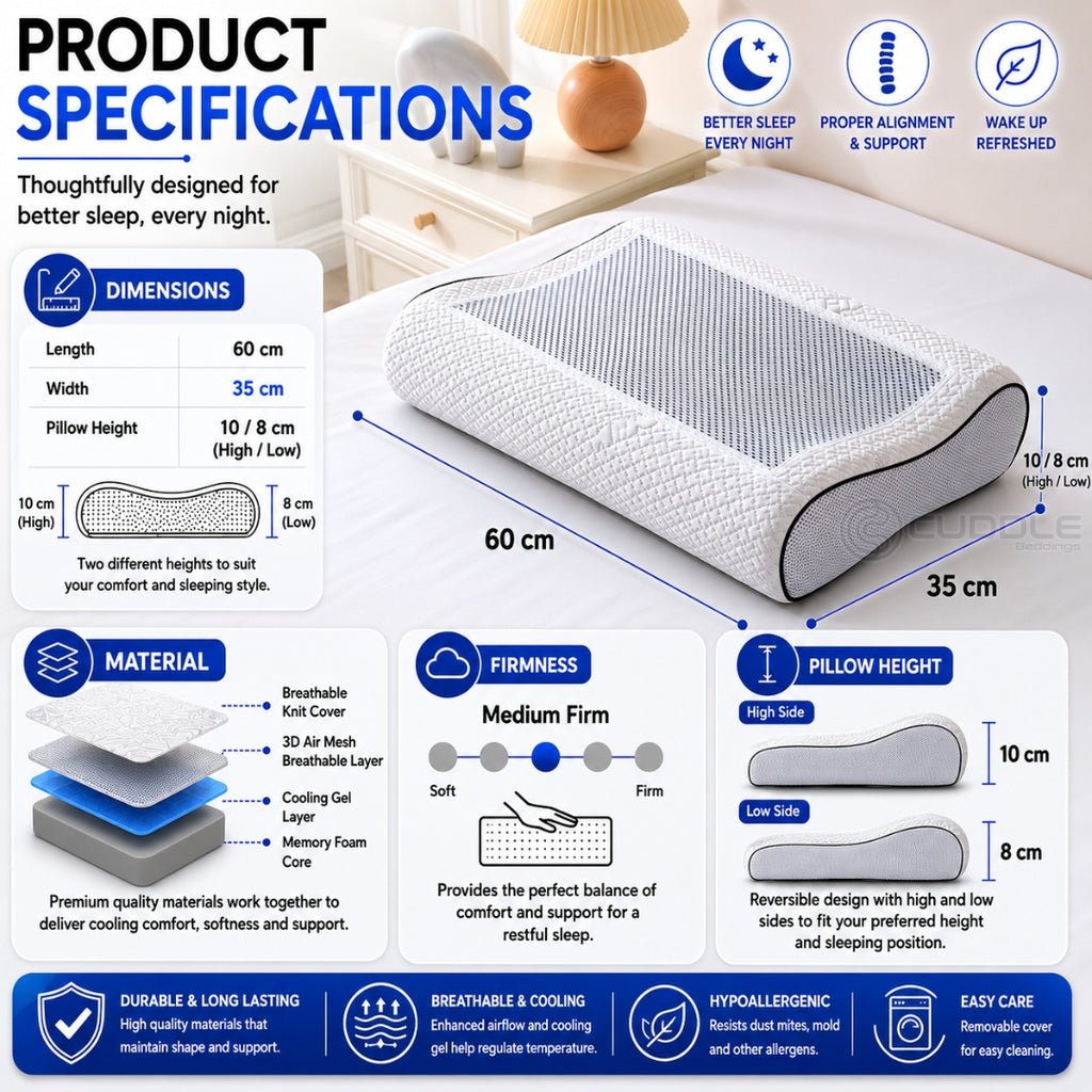Bamboo Charcoal Cooling Gel Memory Foam Pillow