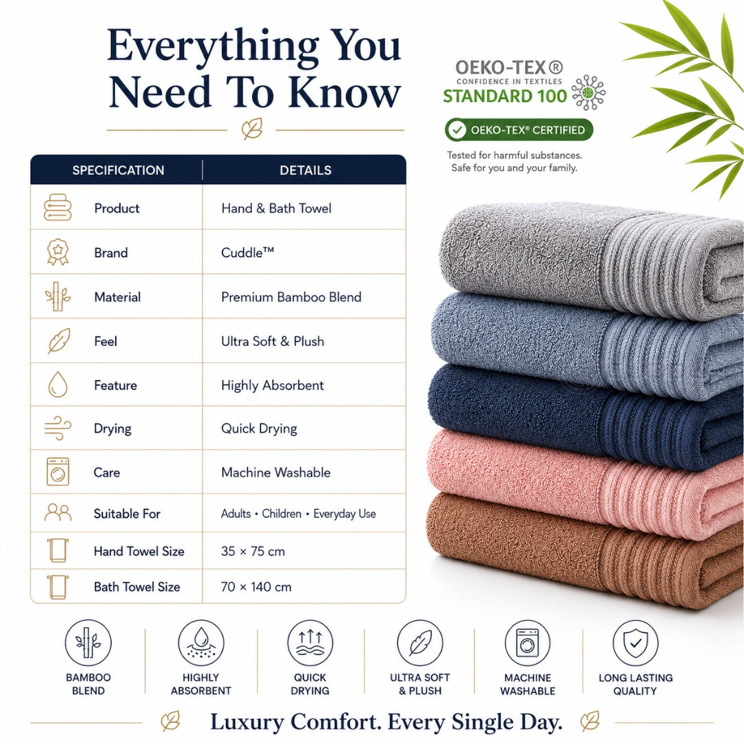 Premium Bamboo Hand & Bath Towel
