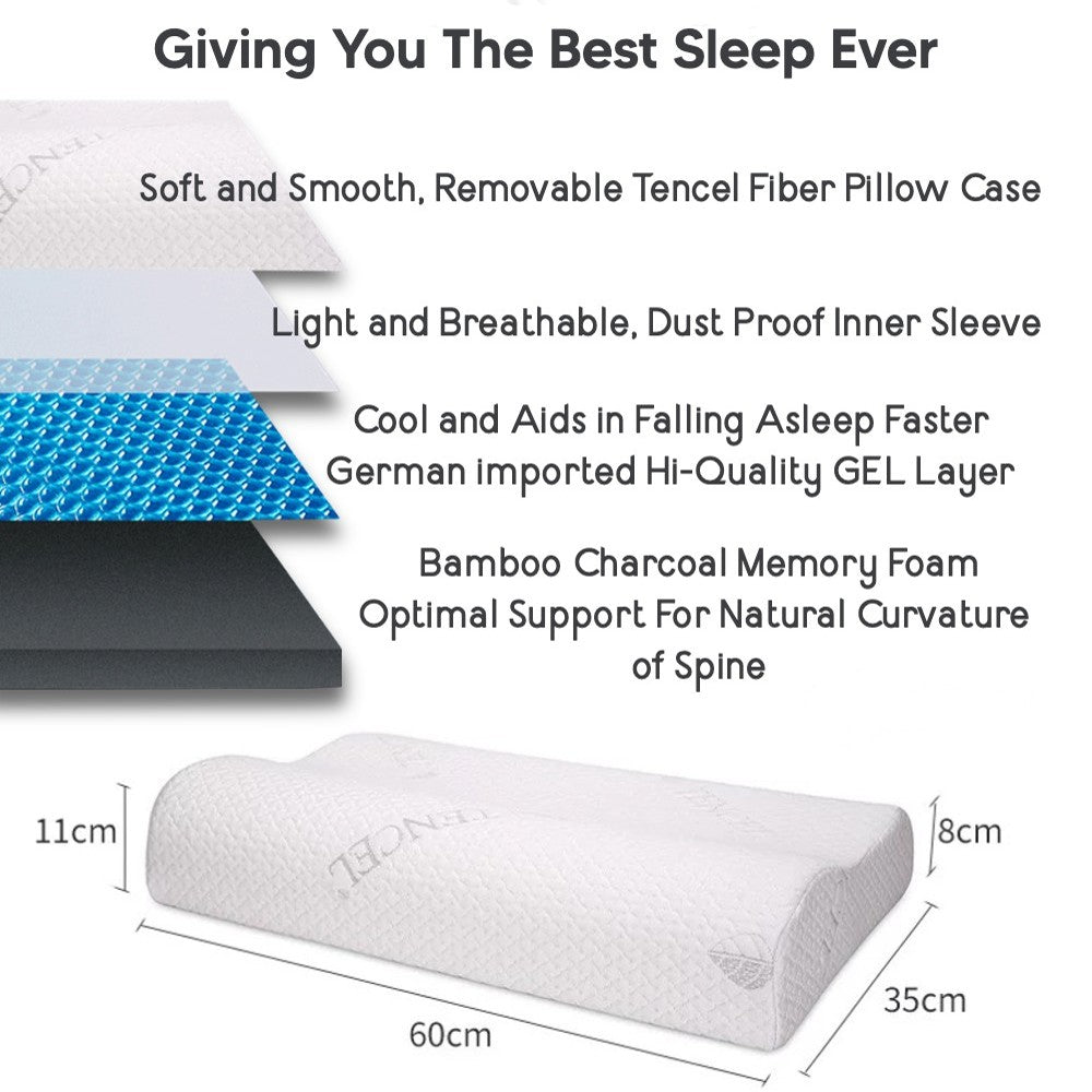 Bamboo Charcoal Cooling Gel Memory Foam Pillow